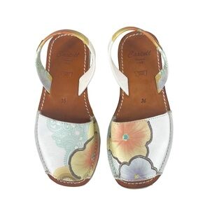 Castell Avarcas Women's Floral Leather Slingback Sandals Size 36